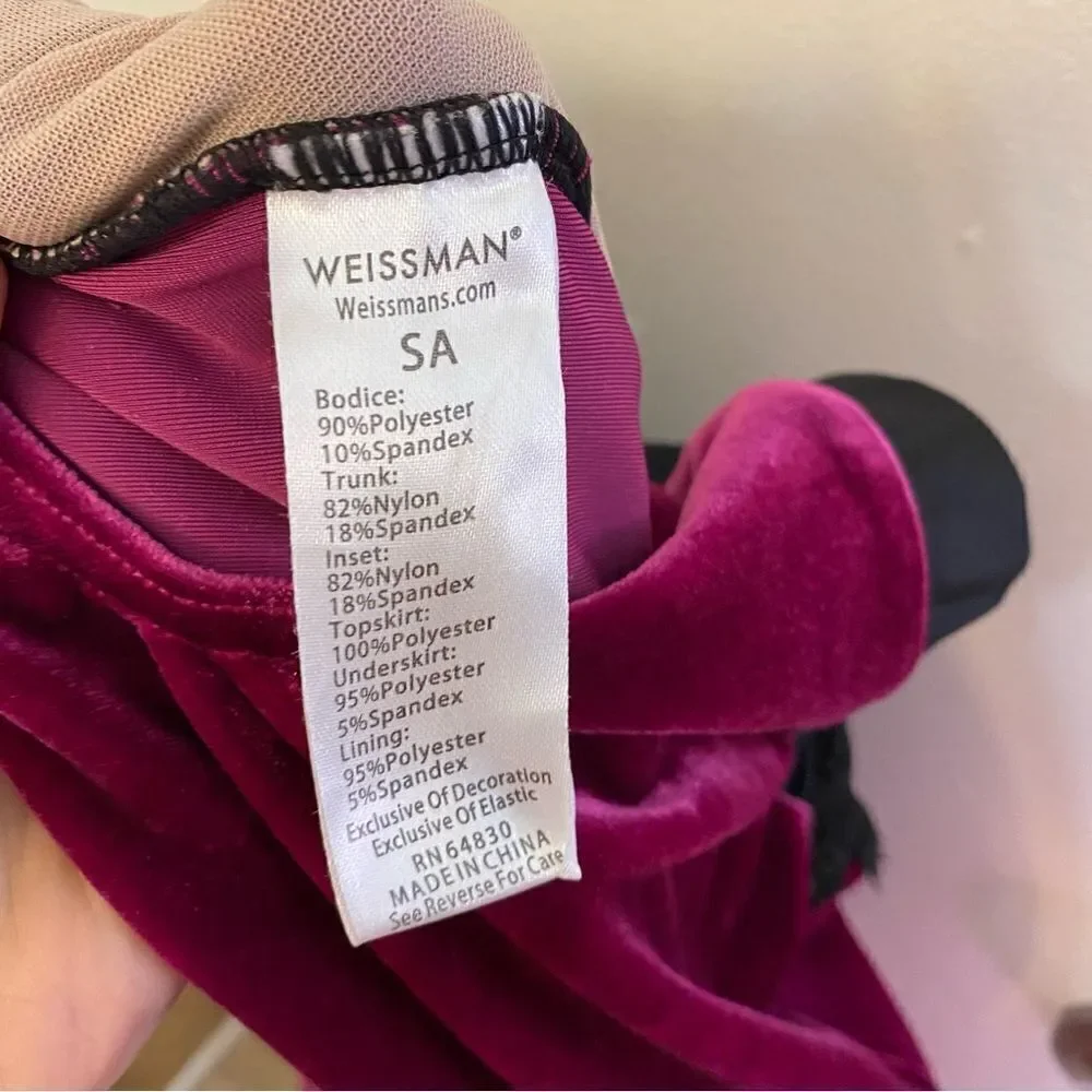 Weissman Dance costume dress burgundy WHEN WE WERE YOUNG 12508 Adult Small SA